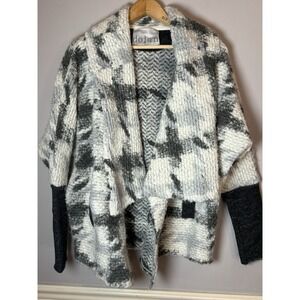 DOLAN Anthro Womens Sz Small Gray White plaid Open Front Cardigan